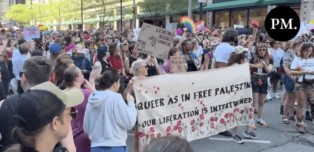 Toronto Pride festivities feature ‘Queers for Palestine’ protesters, rainbow Antifa flag, signs telling cops to kill themselves