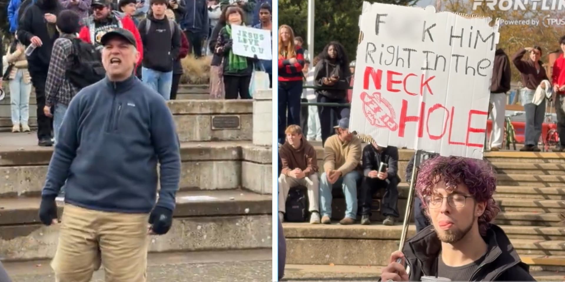 Protesters at University of Oregon TPUSA event